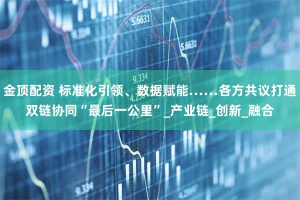 金顶配资 标准化引领、数据赋能……各方共议打通双链协同“最后一公里”_产业链_创新_融合
