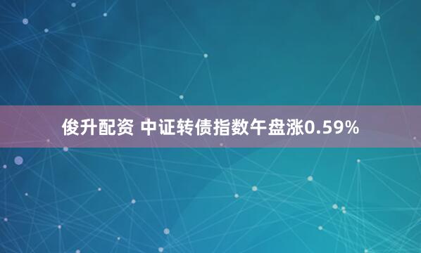 俊升配资 中证转债指数午盘涨0.59%